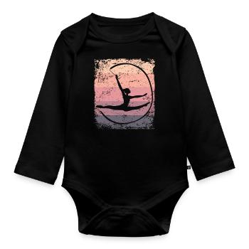 Gymnaste Gymnaste Gymnastique Rythmique Rétro - Body Bébé bio manches longues - noir - Devant