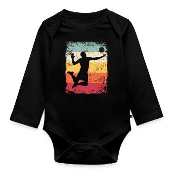 Volleyball Player Retro Beach Volleyball - Organic Longsleeve Baby Bodysuit - black - Front