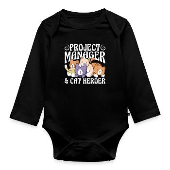 Chef de projet et projet de gestion d’éleveurs de chats - Body Bébé bio manches longues - noir - Devant