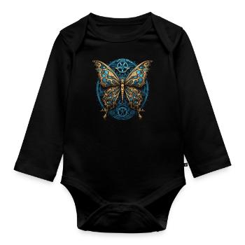 Papillon machine - Body Bébé bio manches longues - noir - Devant