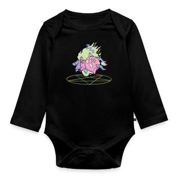 Teufel schläft bei Beschwörung - Baby Bio-Langarm-Body - Schwarz - Vorne