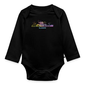 Glasgow Skyline Cityscape Glasgow - Organic Longsleeve Baby Bodysuit - black - Front