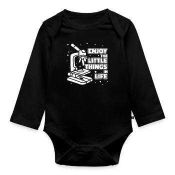 Biologiste en biologie Profitez des petites choses de la vie - Body Bébé bio manches longues - noir - Devant