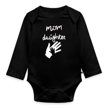 Mutter Tochter Muttertag feiern Mama Geschenkidee - Baby Bio-Langarm-Body - Schwarz - Vorne