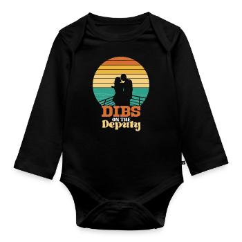 Dibs On The Deputy - Organic Longsleeve Baby Bodysuit - black - Front