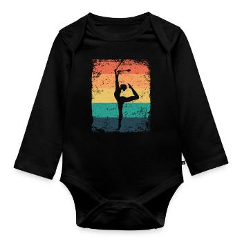 Gymnast Legs Retro Rhythmic Gymnastics - Organic Longsleeve Baby Bodysuit - black - Front