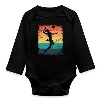 Volleyball Player Retro Beach Volleyball - Organic Longsleeve Baby Bodysuit - black - Front