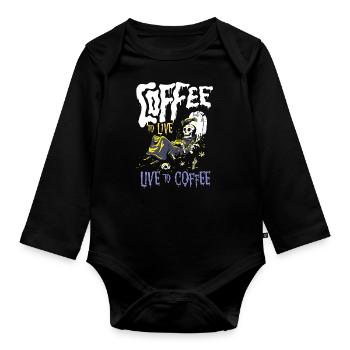 Kaffe zum Leben - Cafe Sucht - Baby Bio-Langarm-Body - Schwarz - Vorne