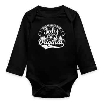 2000 Juli Geboren Geschenk Original 2000 Juli - Baby Bio-Langarm-Body - Schwarz - Vorne