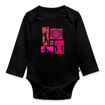 Volleyball Retro - Organic Longsleeve Baby Bodysuit - black - Front