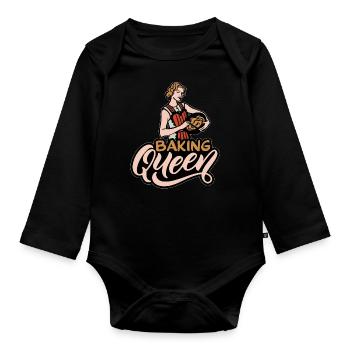 Citation de Baking Queen Baker - Body Bébé bio manches longues - noir - Devant