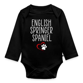English springer quote - Organic Longsleeve Baby Bodysuit - black - Front