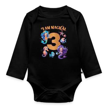 Mermaid Anniversaire 3 ans - Body Bébé bio manches longues - noir - Devant