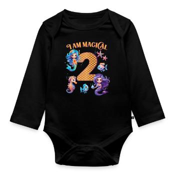 Anniversaire de la sirène 2 ans - Body Bébé bio manches longues - noir - Devant