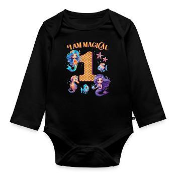 Mermaid Anniversaire 1 an - Body Bébé bio manches longues - noir - Devant