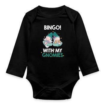Bingo avec mes gnomies Bingo drôle - Body Bébé bio manches longues - noir - Devant