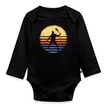 Sport Retro Sunset Squash - Organic Longsleeve Baby Bodysuit - black - Front