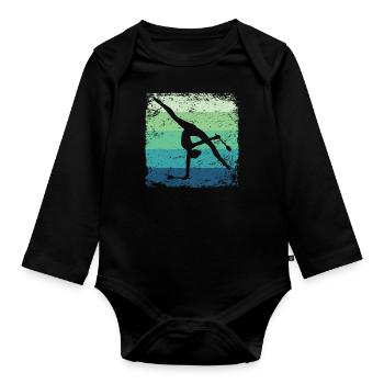 Gymnast Legs Retro Rhythmic Gymnastics - Organic Longsleeve Baby Bodysuit - black - Front