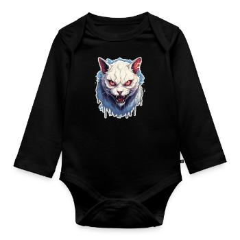 Cat Horror Halloween - Organic Longsleeve Baby Bodysuit - black - Front