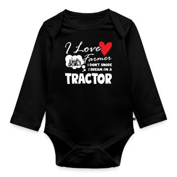 Agriculteur Don t Snore I Dream I m A Tractor Driver - Body Bébé bio manches longues - noir - Devant