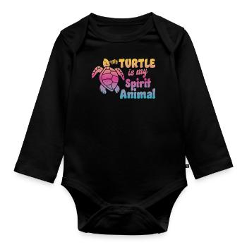 Sea Turtle Tortoise Watercolor My - Organic Longsleeve Baby Bodysuit - black - Front