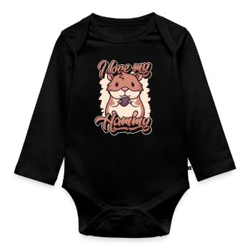 I love my Hammy Feldhamster Goldhamster - Baby Bio-Langarm-Body - Schwarz - Vorne