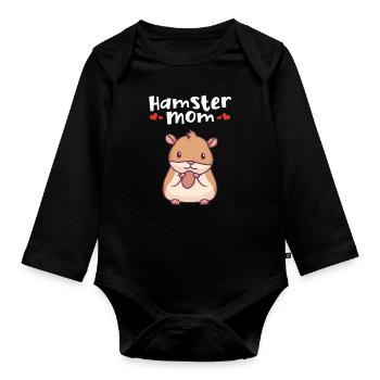 Hamster Mom Golden Hamster Dwarf Hamster European Hamster - Organic Longsleeve Baby Bodysuit - black - Front