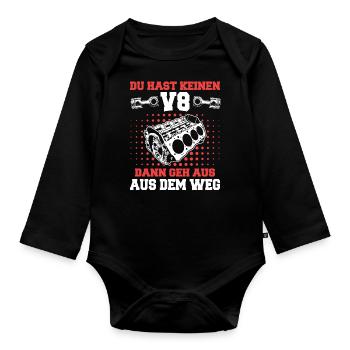 V8 Motor Acht Zylinder Hubraum Motor Tuning Tuner - Baby Bio-Langarm-Body - Schwarz - Vorne