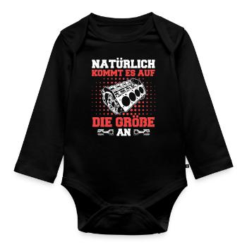 V8 Motor Acht Zylinder Hubraum Motor Tuning Tuner - Baby Bio-Langarm-Body - Schwarz - Vorne