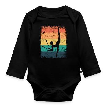 Gymnast Legs Retro Rhythmic Gymnastics - Organic Longsleeve Baby Bodysuit - black - Front