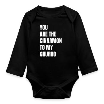 Tu es la cannelle de mon churro - Body Bébé bio manches longues - noir - Devant