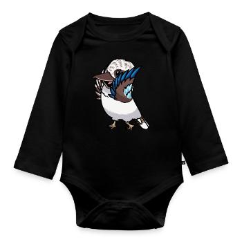 Laughing Hans Vogel Jägerliest Kawaii Emoticon - Body Bébé bio manches longues - noir - Devant