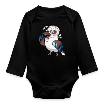 Laughing Hans Vogel Jägerliest Kawaii Emoticon - Body Bébé bio manches longues - noir - Devant