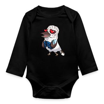 Laughing Hans Vogel Jägerliest Verliebt Kawaii - Body Bébé bio manches longues - noir - Devant