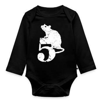 PUNKROCK rats nr. 5 - used look - mouse - rat - Organic Longsleeve Baby Bodysuit - black - Front