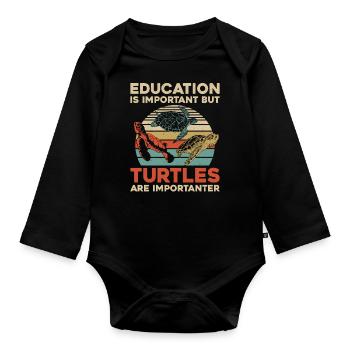 Sea Turtle Tortoise Retro Vintage - Body Bébé bio manches longues - noir - Devant
