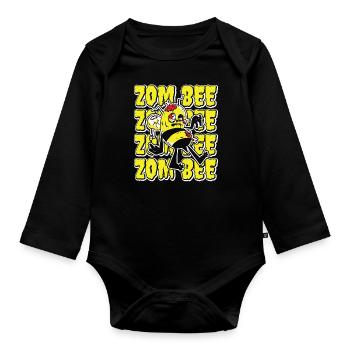 Zombie Halloween Bee - Organic Longsleeve Baby Bodysuit - black - Front
