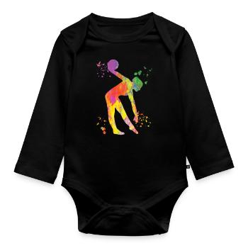 Gymnast with ball rhythmic gymnastics - Organic Longsleeve Baby Bodysuit - black - Front