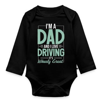 Ich bin Vater und ich liebe das Autofahren - Baby Bio-Langarm-Body - Schwarz - Vorne