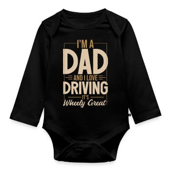Ich bin Vater und ich liebe Autofahren | Wortspiel Lover Dad Witz - Baby Bio-Langarm-Body - Schwarz - Vorne