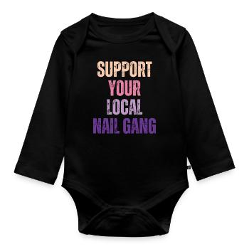 Unterstützen Sie Ihren Lokalen Nail Gang Nail Tech - Baby Bio-Langarm-Body - Schwarz - Vorne