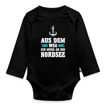 Nordsee Meer Anker Urlaub Norden See Geschenk - Baby Bio-Langarm-Body - Schwarz - Vorne