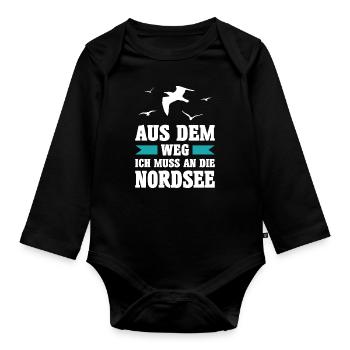 Nordsee Meer Möwe Möwen Urlaub Norden See Geschenk - Baby Bio-Langarm-Body - Schwarz - Vorne
