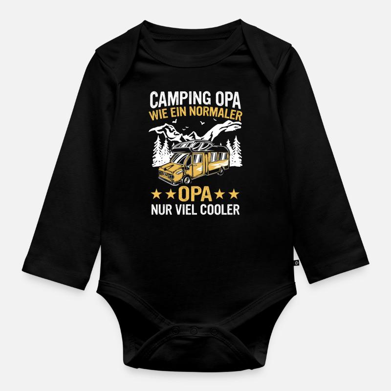 Camping Wohnwagen Camper - Baby Bio-Langarm-Body - Schwarz
