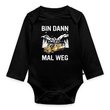 Camping Wohnwagen Camper - Baby Bio-Langarm-Body - Schwarz - Vorne