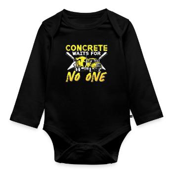 Concrete Finisher Concrete Waits For No One Mason - Baby Bio-Langarm-Body - Schwarz - Vorne
