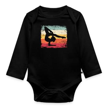 Gymnaste Gymnaste Gymnastique Rythmique Rétro - Body Bébé bio manches longues - noir - Devant