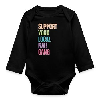 Unterstützen Sie Ihren Lokalen Nail Gang Nail Tech - Baby Bio-Langarm-Body - Schwarz - Vorne
