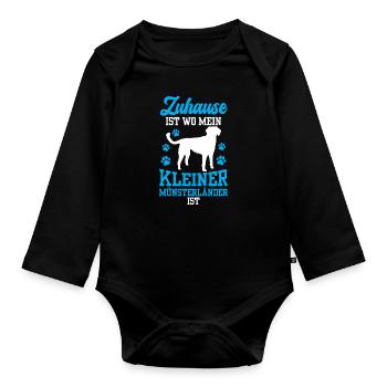 Kleiner Münsterländer ist mein Zuhause - Baby Bio-Langarm-Body - Schwarz - Vorne