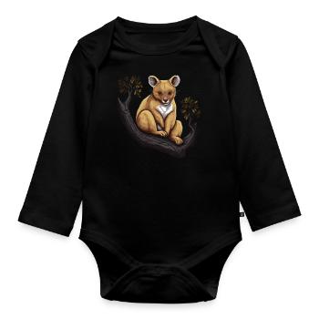 Tree Kangaroo Baby Kangaroo Marsupial Kangaroo - Organic Longsleeve Baby Bodysuit - black - Front